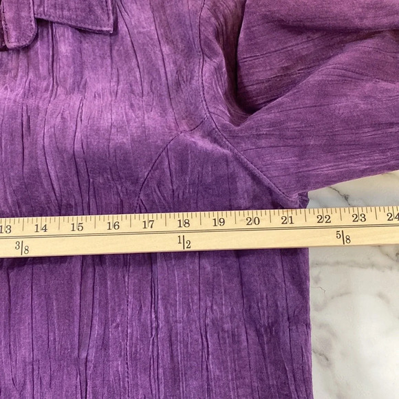 Coldwater Creek Purple Crinkle Leather Jacket Size LP - Picture 8 of 9
